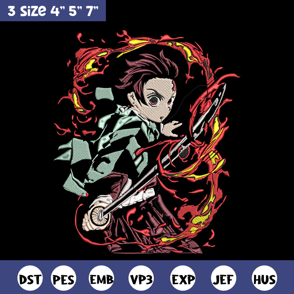 Kamado Tanjiro Embroidery Design, Demon slayer Embroidery, Embroidery File, Anime Embroidery,Digital download..jpg