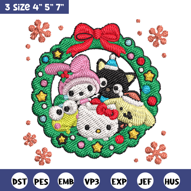 Kitty friends Embroidery Design,Hello kitty Embroidery,Embroidery File,Chrismas Embroidery,Anime shirt, Digital download.jpg