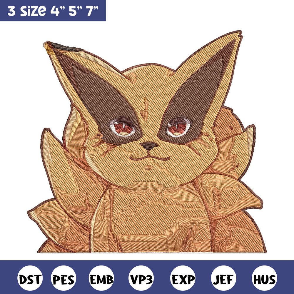 Kurama chibi Embroidery Design, Naruto Embroidery, Embroidery File, Anime Embroidery, Anime shirt, Digital download.jpg