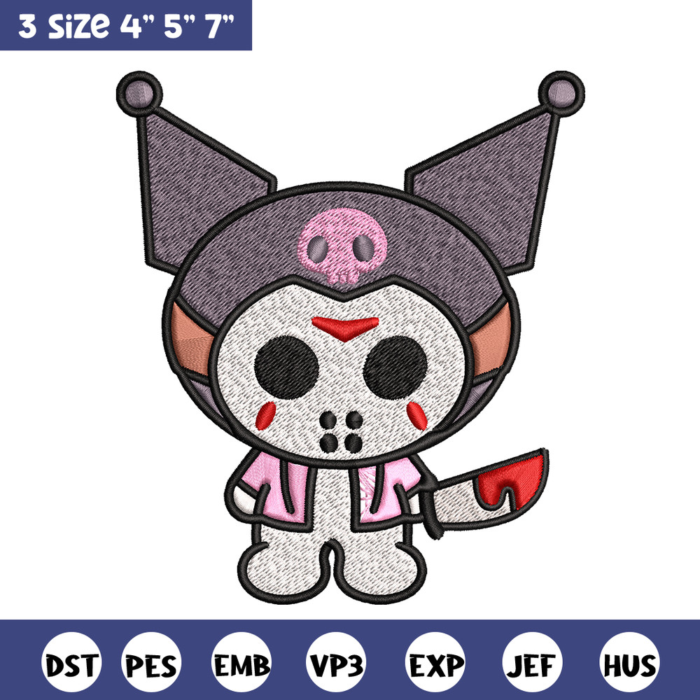 Kuromi Jason Voorhees Embroidery design, Halloween Embroidery, cartoon design, Embroidery File, Digital download.jpg