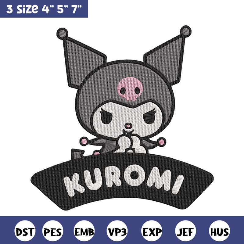 Kuromi logo Embroidery Design, Hello kitty Embroidery, Embroidery File, Anime Embroidery, Anime shirt, Digital download.jpg