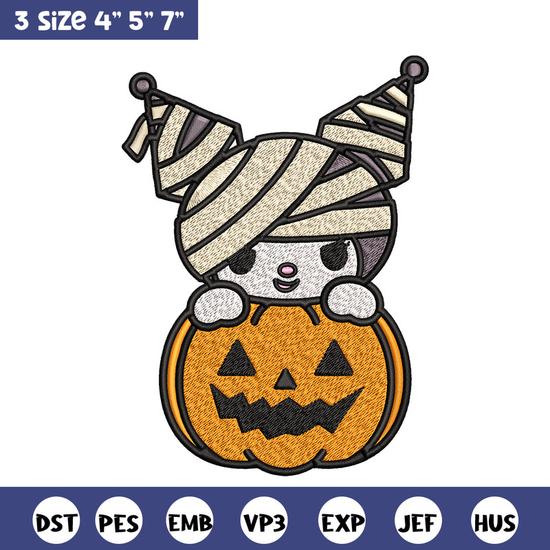 Kuromi Mummy Embroidery design, Halloween Embroidery, Embroidery File, cartoon design, logo shirt, Digital download..jpg