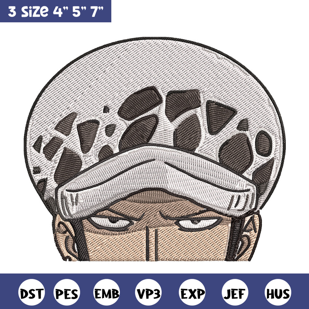 Law Peeker Embroidery Design, One piece Embroidery, Embroidery File, Anime Embroidery, Anime shirt, Digital download.jpg