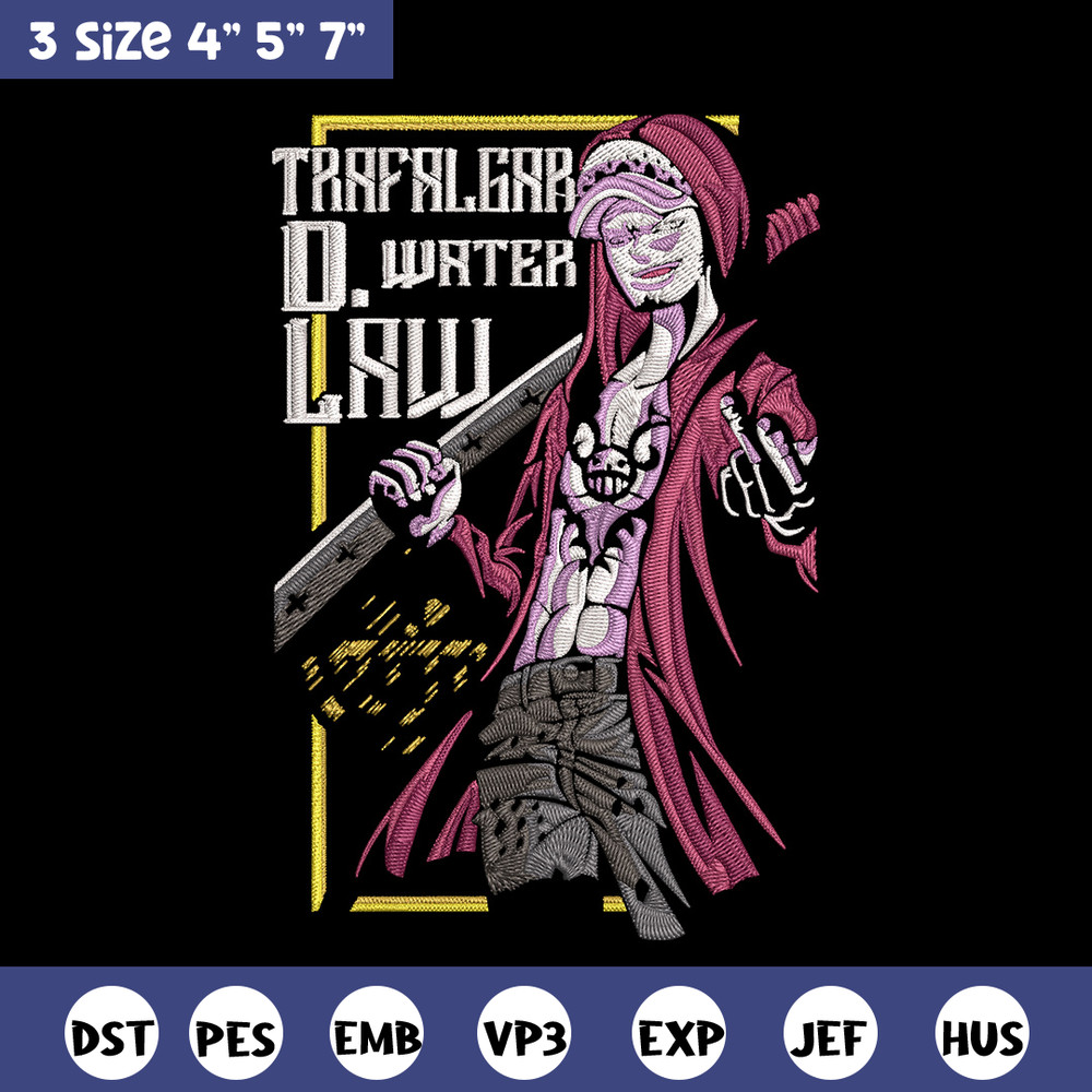 Law poster Embroidery Design, One piece Embroidery, Embroidery File,Anime Embroidery, Anime shirt, Digital download..jpg