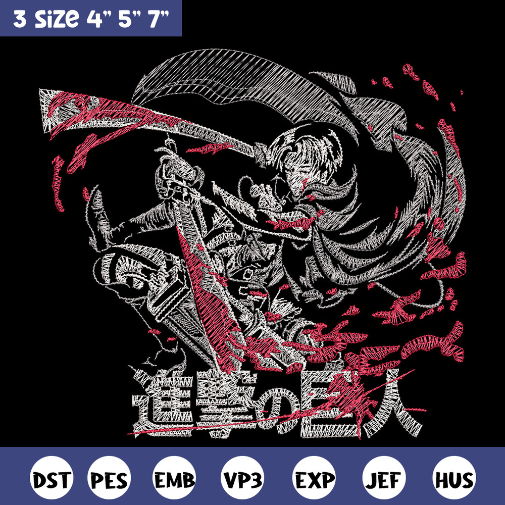 Levi ackerman Embroidery Design, Aot Embroidery, Embroidery File, Anime Embroidery, Anime shirt, Digital download.jpg