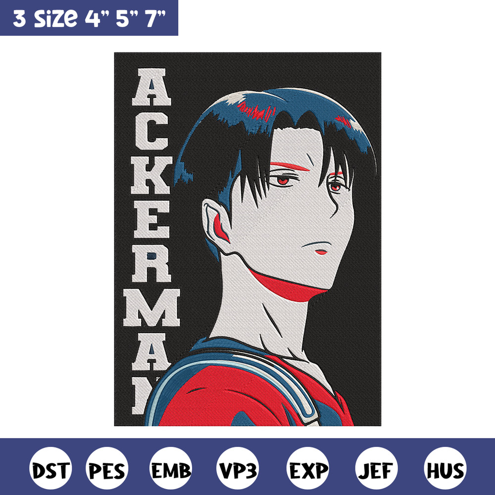 Levi Ackerman Embroidery Design, Aot Embroidery,Embroidery File, Anime Embroidery,Anime shirt,Digital download.jpg