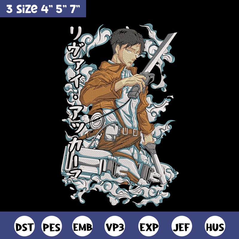 Levi poster Embroidery Design, Aot Embroidery, Embroidery File, Anime Embroidery, Anime shirt, Digital download.jpg