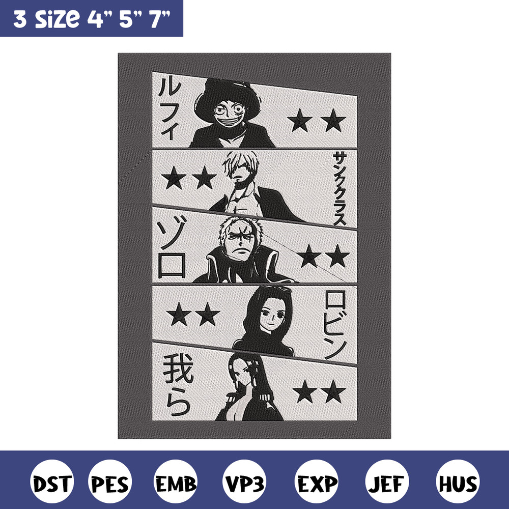 Luffy friends Embroidery Design, One piece Embroidery, Embroidery File, Anime Embroidery, Anime shirt, Digital download.jpg
