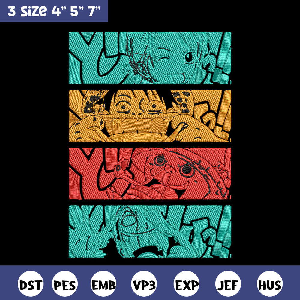 Luffy friends Embroidery Design,One piece Embroidery, Embroidery File, Anime Embroidery, Anime shirt, Digital download.jpg