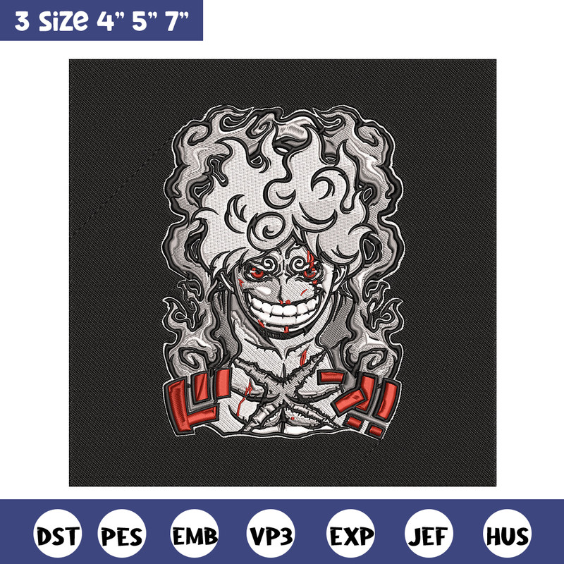 Luffy gear 5 Embroidery Design, One piece Embroidery, Embroidery File, Anime Embroidery, Anime shirt, Digital download.jpg