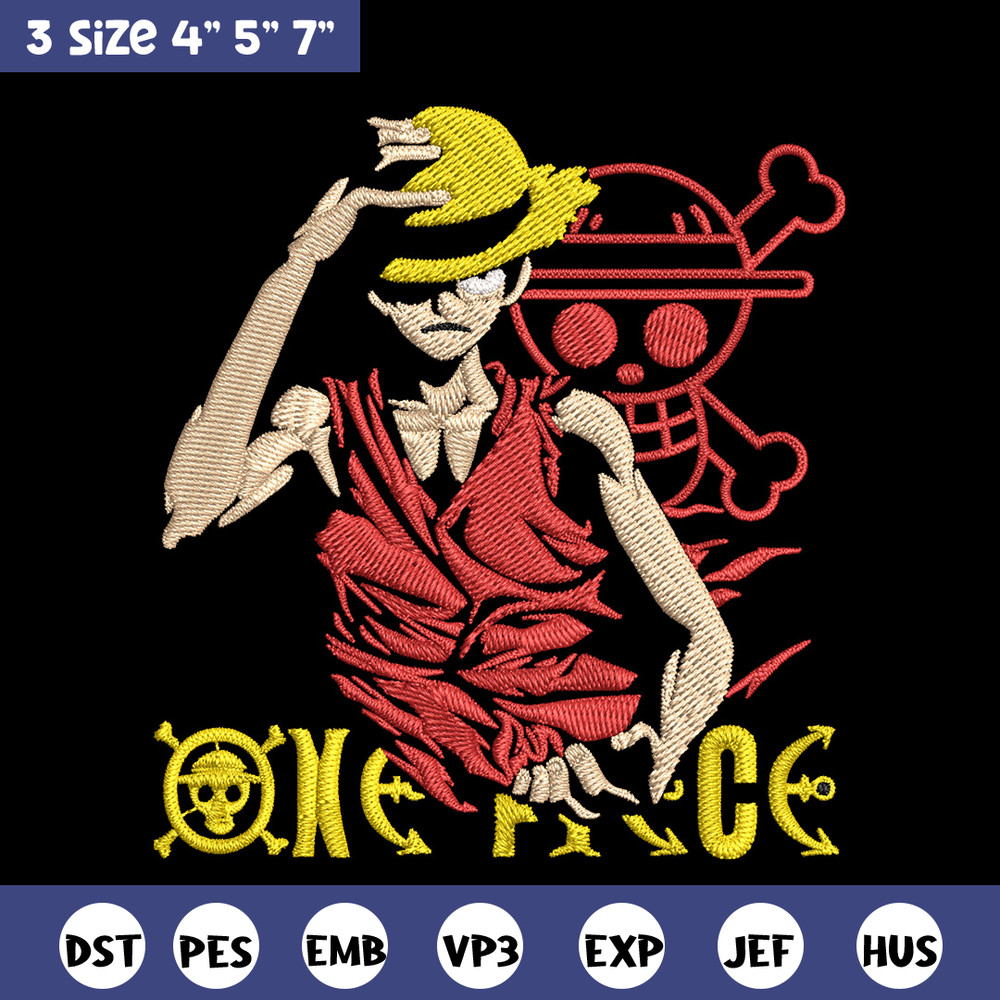 Luffy poster Embroidery Design, One piece Embroidery, Embroidery File, Anime Embroidery, Anime shirt,Digital download..jpg