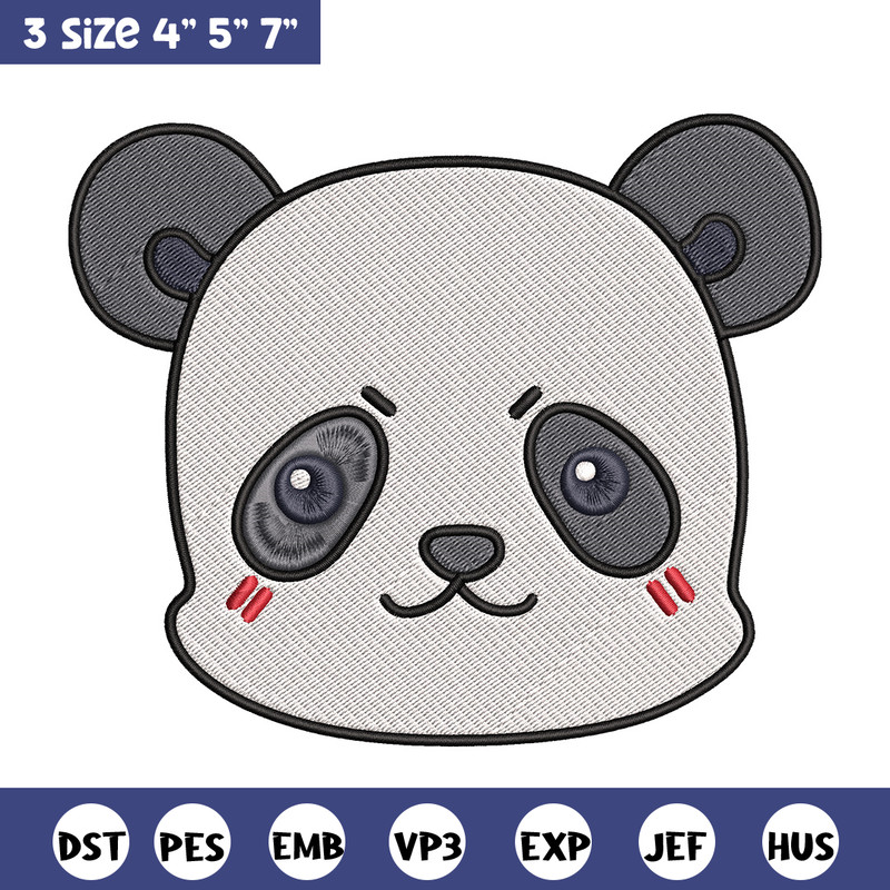 Panda face Embroidery Design, Jujutsu Embroidery, Embroidery File, Anime Embroidery, Anime shirt, Digital download.jpg