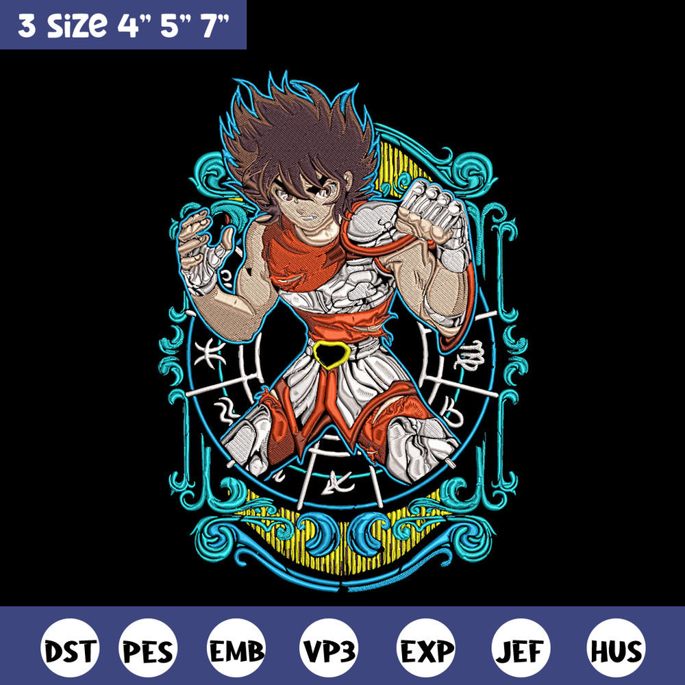 Pegasus Seiya Embroidery Design, Saint Seiya Embroidery, Embroidery File, Anime Embroidery, Anime shirt,Digital download.jpg