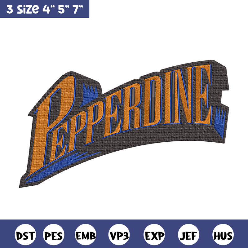 Pepperdine Waves logo embroidery design, NCAA embroidery, Embroidery design, Logo sport embroidery, Sport embroidery.jpg