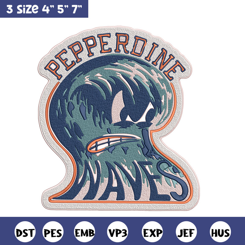 Pepperdine Waves logo embroidery design, Sport embroidery, logo sport embroidery,Embroidery design, NCAA embroidery.jpg