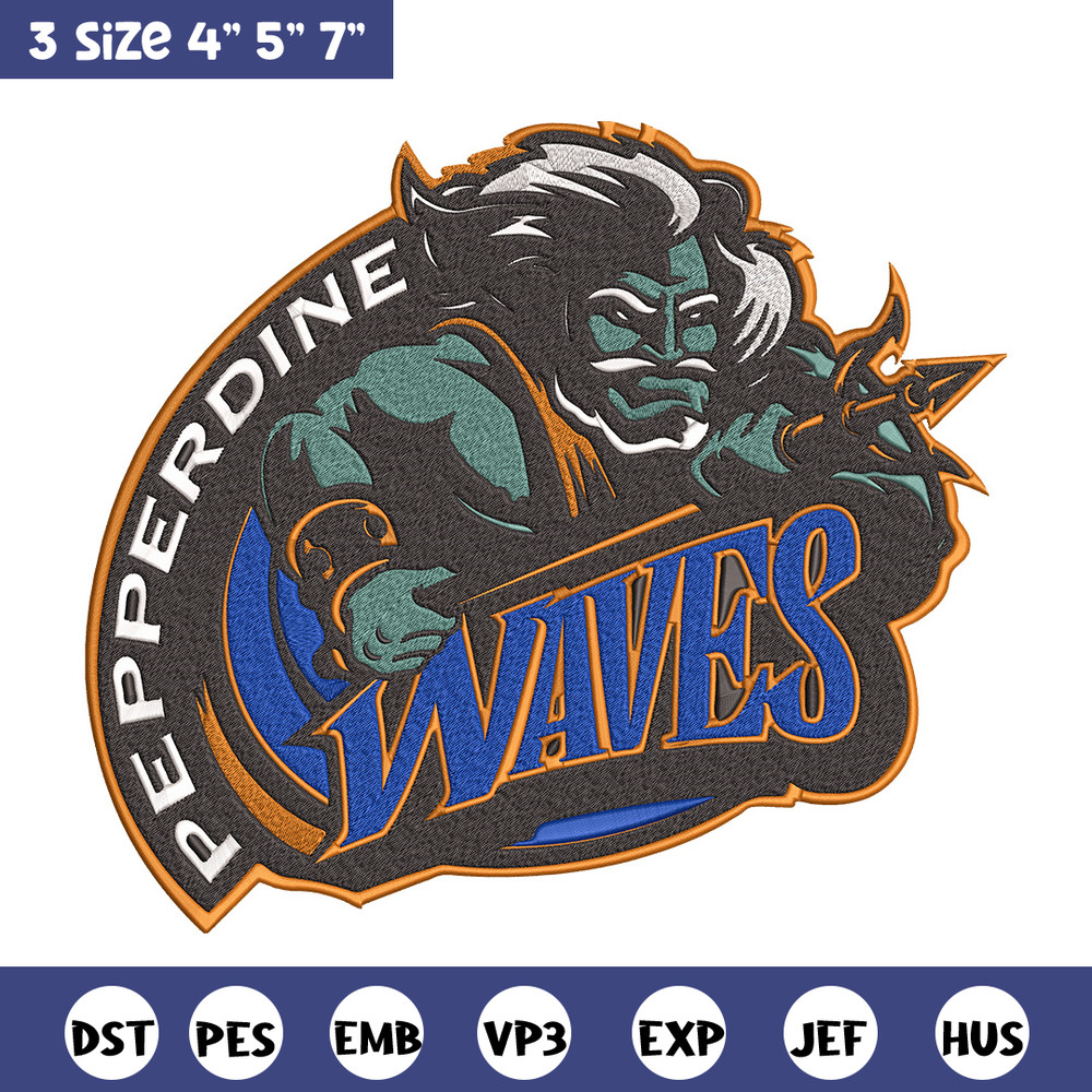 Pepperdine Waves logo embroidery design,NCAA embroidery,Sport embroidery,logo sport embroidery,Embroidery design.jpg