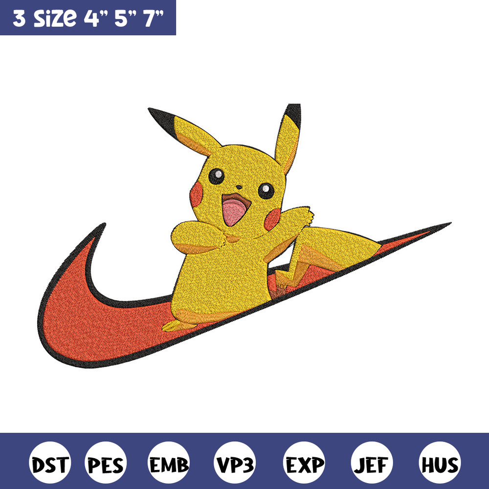 Pikachu x nike Embroidery Design, Pokemon Embroidery, Embroidery File, Nike Embroidery, Anime shirt, Digital download..jpg