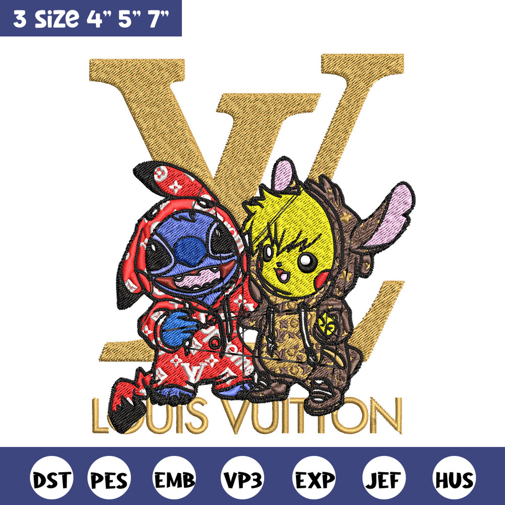 Pikachu x stitch lv Embroidery Design, LV Embroidery, Embroidery File, Logo shirt, Sport Embroidery, Digital download.jpg