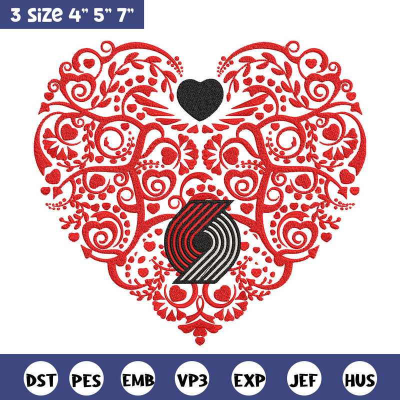 Portland Trail Blazers heart embroidery design,NBA embroidery,Sport embroidery,Embroidery design, Logo sport embroidery.jpg
