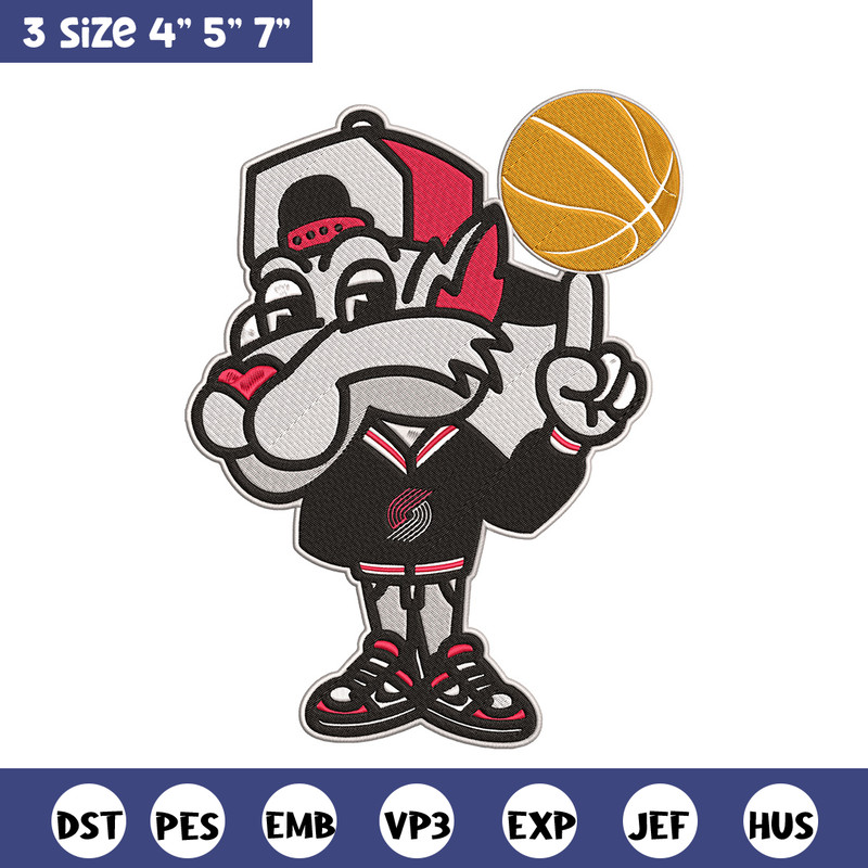 Portland Trail Blazers mascot embroidery design,NBA embroidery,Sport embroidery,Embroidery design, Logo sport embroidery.jpg