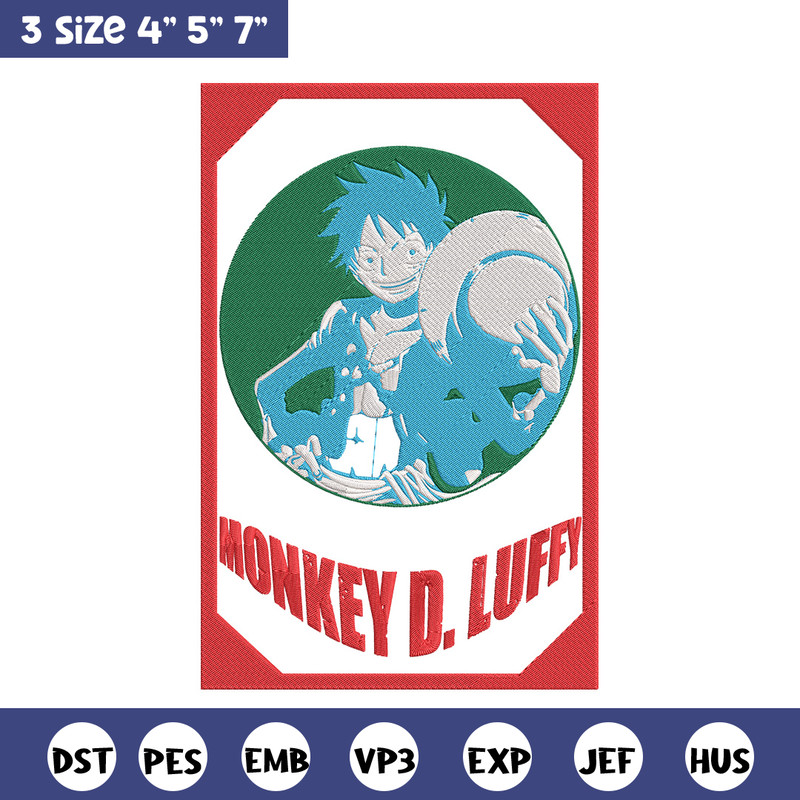 Poster luffy Embroidery Design, One piece Embroidery, Embroidery File, Anime Embroidery, Anime shirt, Digital download.jpg