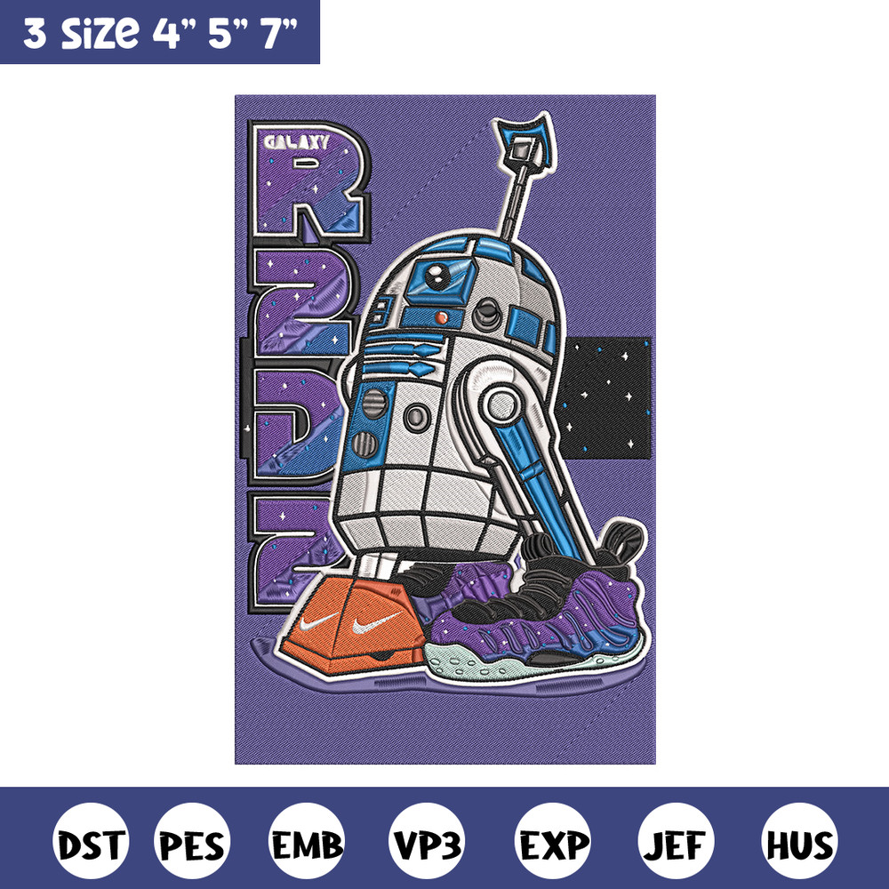 R2 D2 poster Embroidery Design, Star Wars Embroidery, Embroidery File, Anime Embroidery, Anime shirt, Digital download.jpg