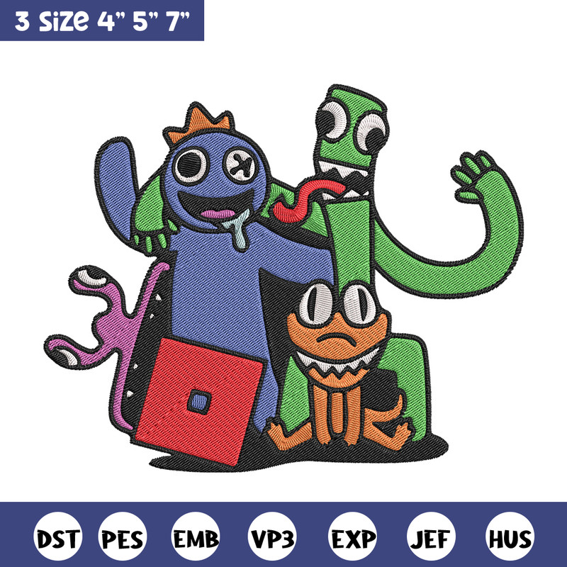 Rainbow friends Embroidery Design, Rainbow Friends Embroidery, Embroidery File, Anime Embroidery, Digital download.jpg