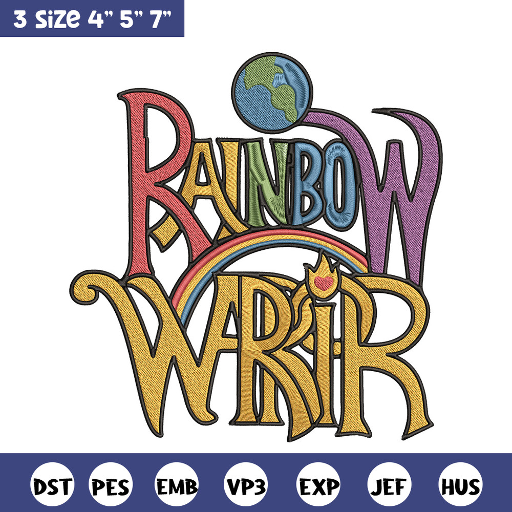 Rainbow Warriors logo embroidery design, NCAA embroidery, Sport embroidery, Logo sport embroidery,Embroidery design.jpg