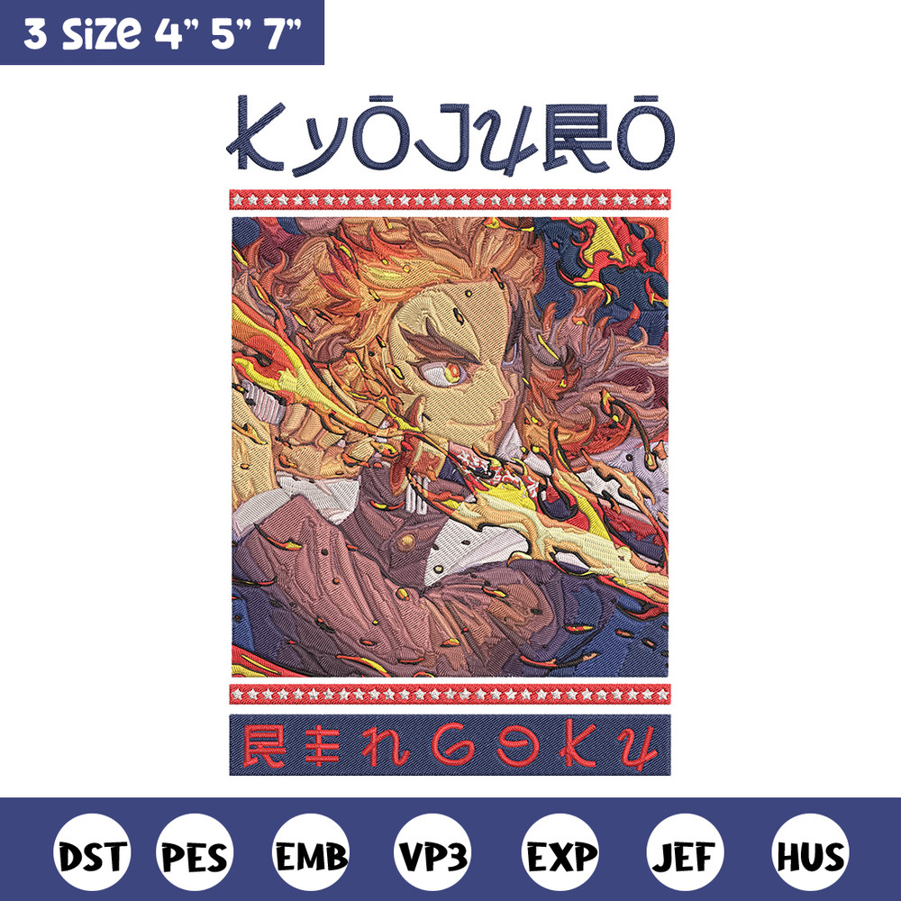 Rengoku Embroidery Design, Demon slayer Embroidery, Embroidery File, Anime Embroidery, Anime shirt, Digital download.jpg