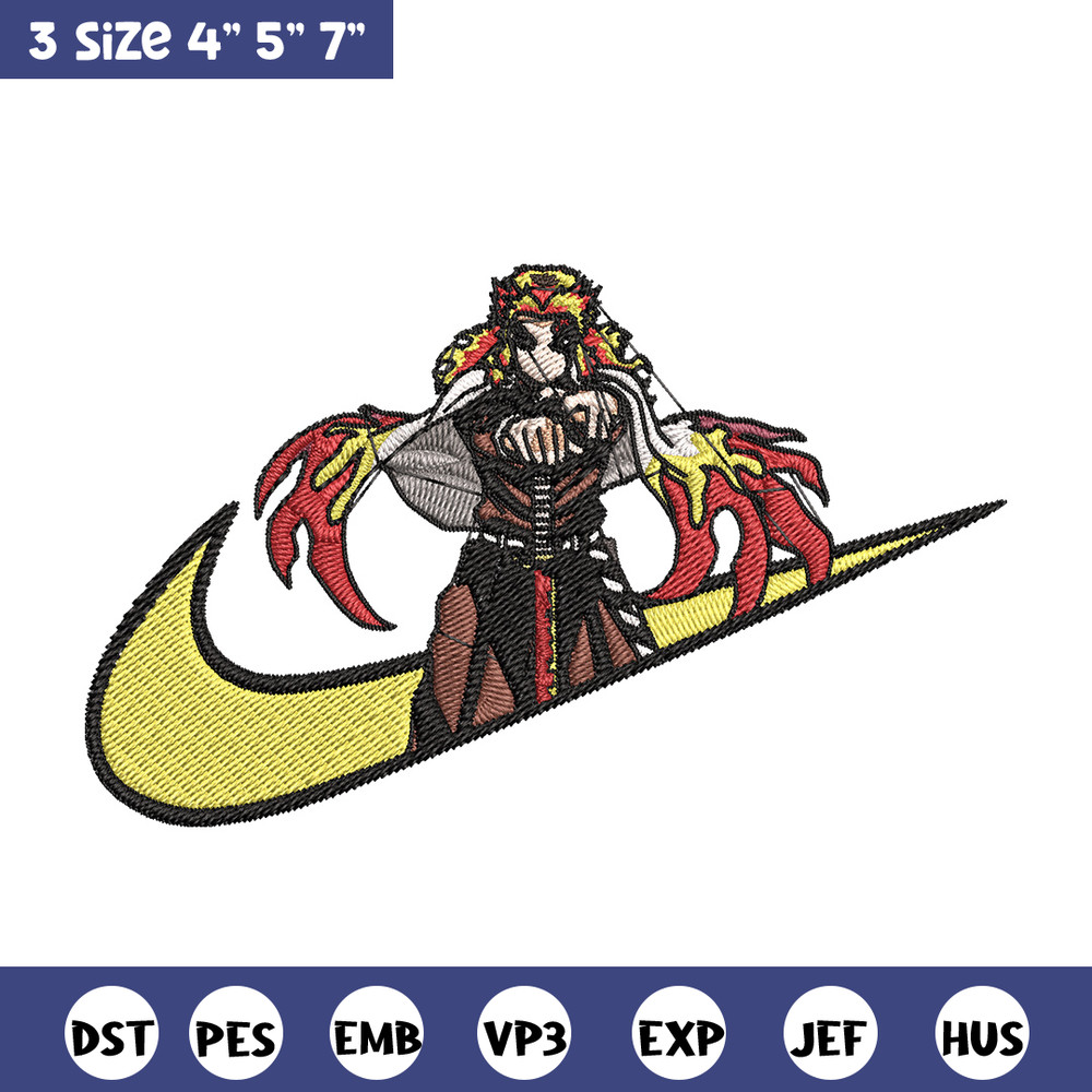 Rengoku nike Embroidery Design, Demon slayer Embroidery, Embroidery File, Nike Embroidery, Anime shirt, Digital download.jpg