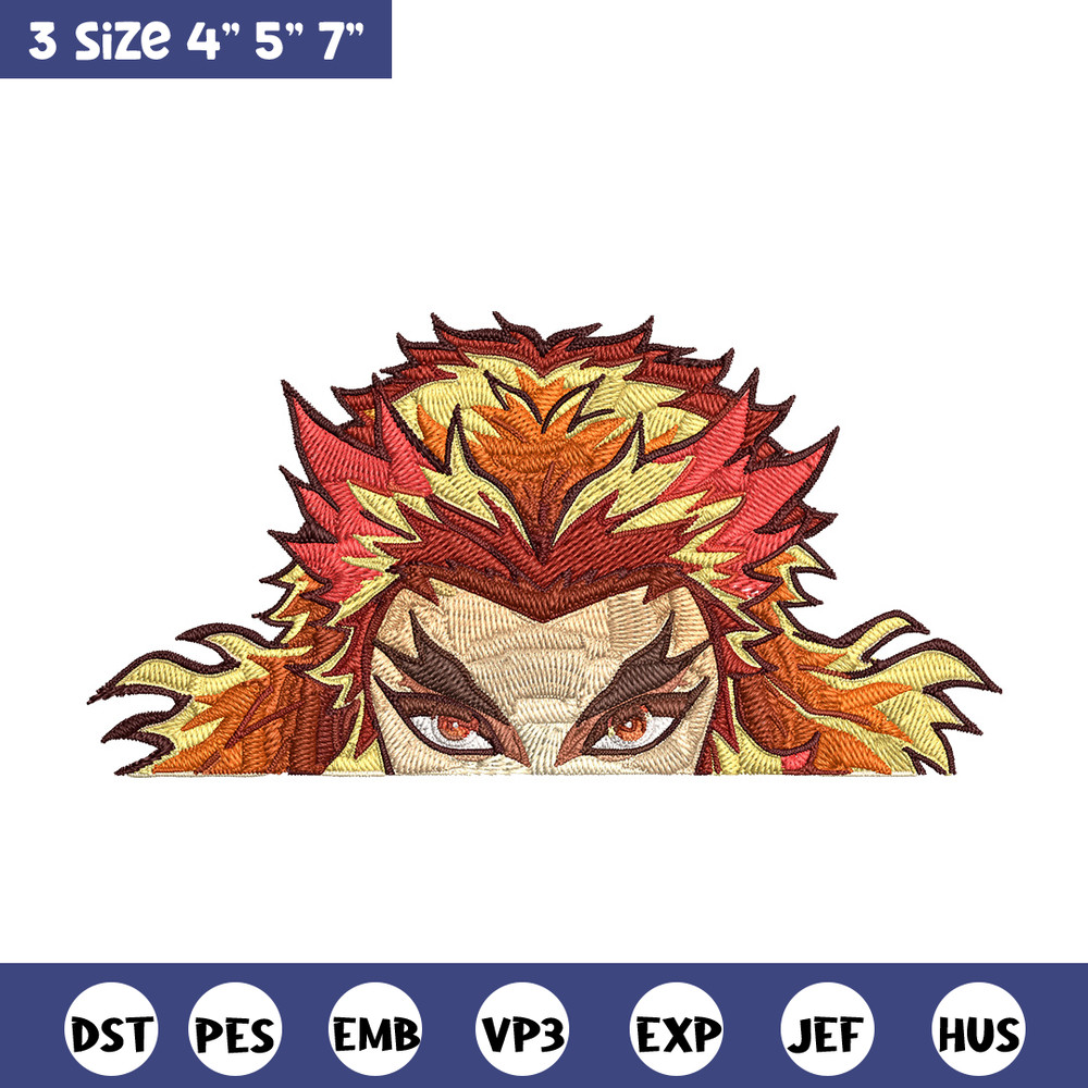Rengoku Peeker Embroidery Design, Demon slayer Embroidery, Embroidery File, Anime Embroidery, Digital download.jpg