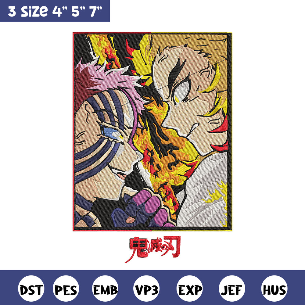 Rengoku x Akaza Embroidery Design, Demon slayer Embroidery, Embroidery File, Anime Embroidery, Digital download.jpg