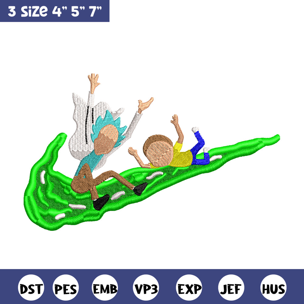 Rick and Morty Nike embroidery design, cartoon embroidery, Nike design, cartoon design, cartoon shirt, Digital download.jpg