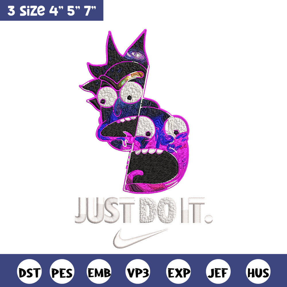 Rick and Morty x Just Rick It Embroidery design, Cartoon Embroidery, Logo Nike design, Embroidery file, Instant download.jpg
