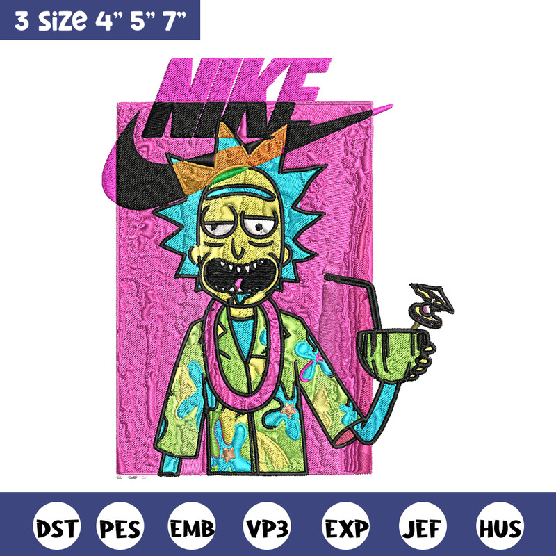 Rick and Morty x Just Rick It Embroidery design, Cartoon Embroidery, Nike design, Embroidery file, Instant download..jpg