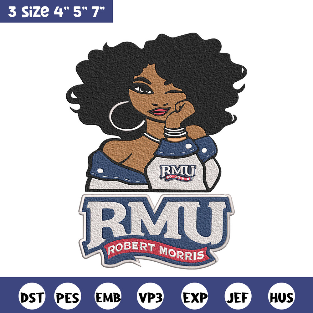 Robert Morris girl embroidery design, NCAA embroidery, Embroidery design, Logo sport embroidery,Sport embroidery..jpg