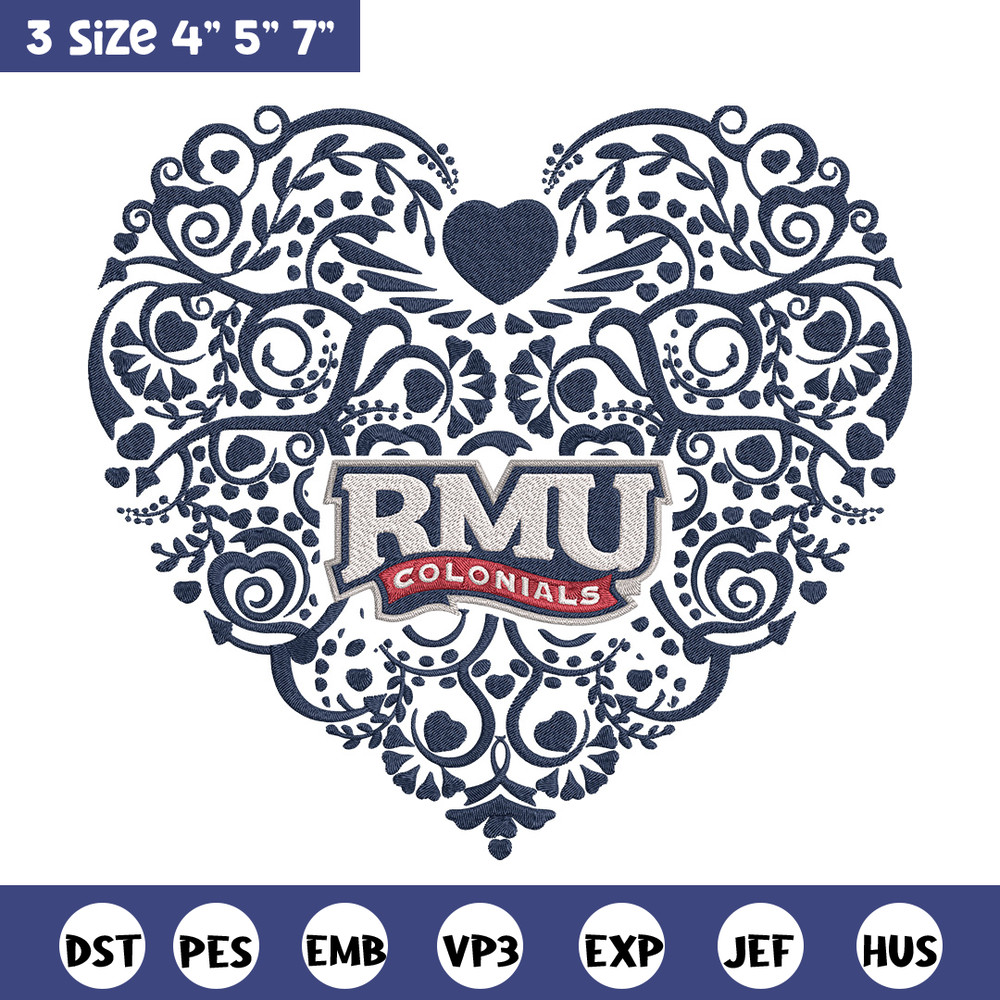 Robert Morris heart embroidery design, NCAA embroidery,Sport embroidery, Embroidery design,Logo sport embroidery..jpg