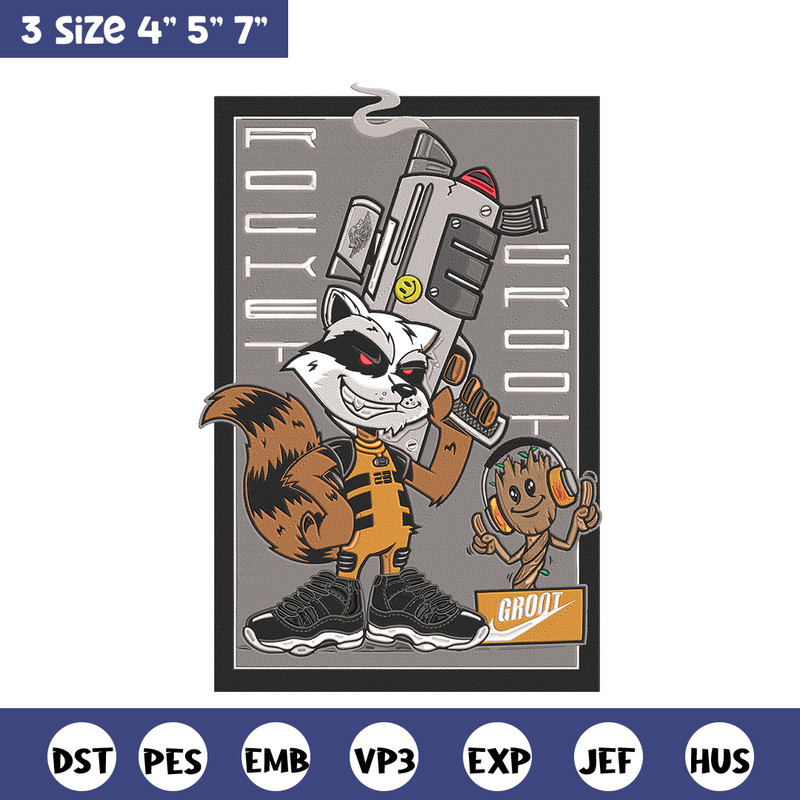 Rocket x groot Embroidery Design, Marvel Embroidery, Embroidery File, Anime Embroidery, Anime shirt, Digital download.jpg