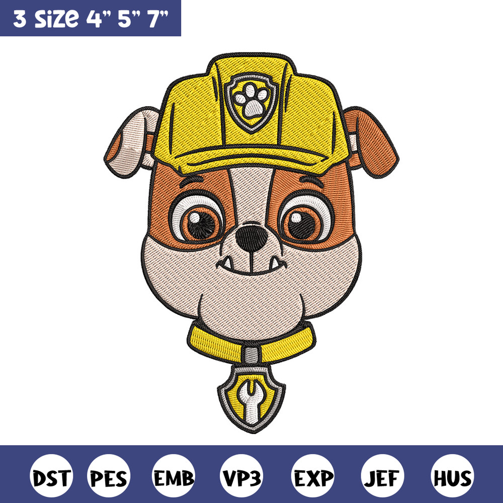 Rubble dog Embroidery Design, Paw patrol Embroidery, Embroidery File, Anime Embroidery, Anime shirt, Digital download.jpg