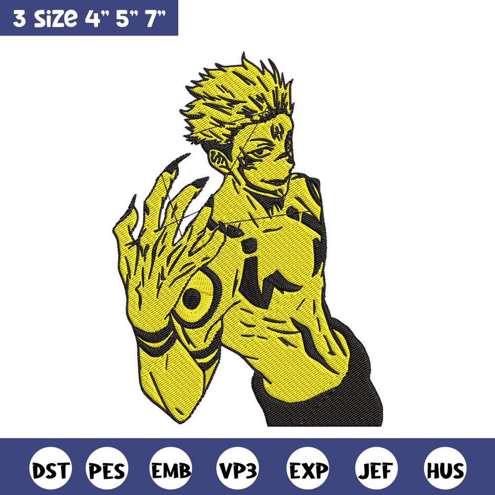 Ryomen Sukuna Embroidery Design, Jujutsu Embroidery, Embroidery File, Anime Embroidery, Anime shirt, Digital download.jpg