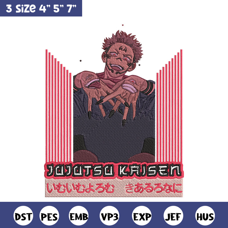 Ryomen Sukuna Embroidery Design, Jujutsu Embroidery, Embroidery File, Anime Embroidery, Anime shirt,Digital download.jpg