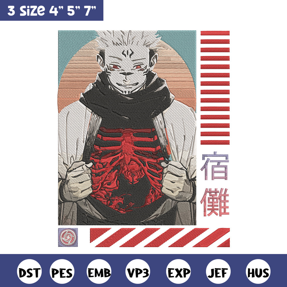 Ryomen Sukuna Embroidery Design, Jujutsu Embroidery, Embroidery File, Anime Embroidery,Anime shirt, Digital download.jpg