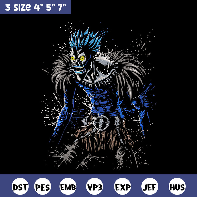 Ryuk Embroidery Design, Death note Embroidery, Embroidery File, Anime Embroidery, Anime shirt, Digital download.jpg