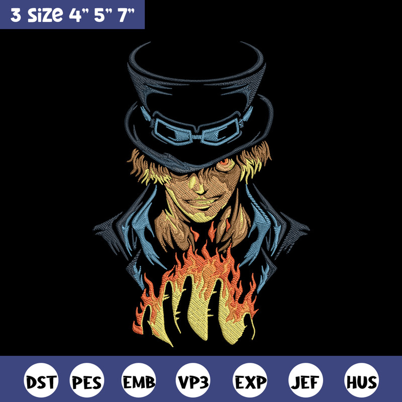 Sabo poster Embroidery Design,One piece Embroidery, Embroidery File, Anime Embroidery, Anime shirt, Digital download.jpg