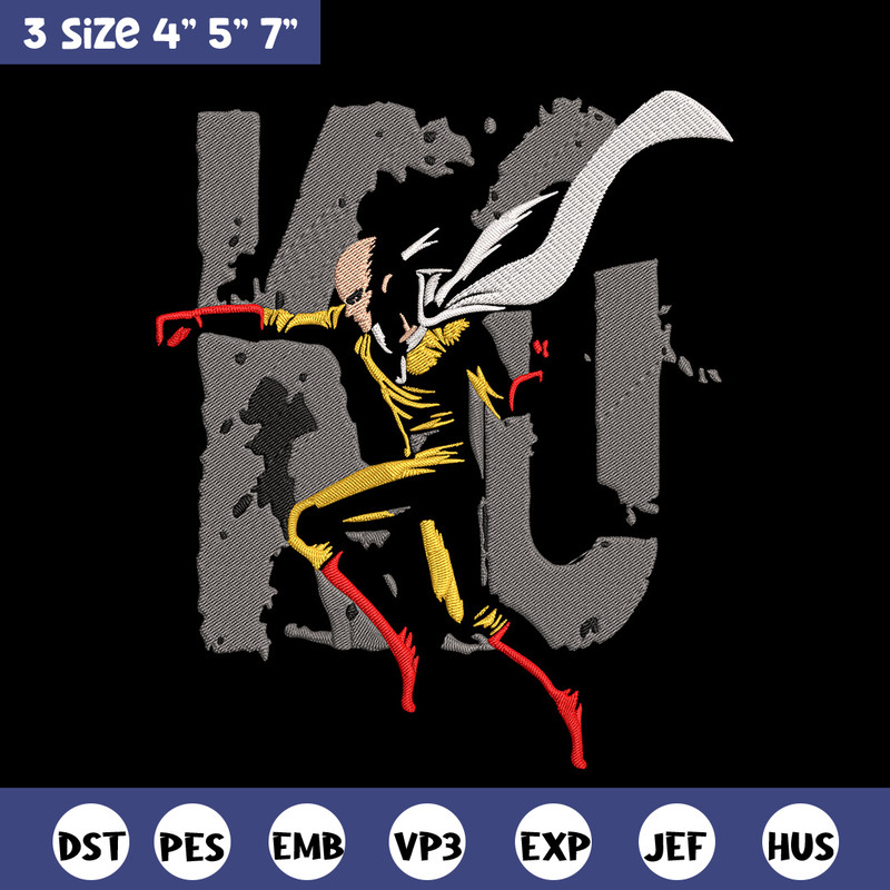 Saitama KO Embroidery Design, One punch man Embroidery,Embroidery File, Anime Embroidery, Anime shirt, Digital download.jpg