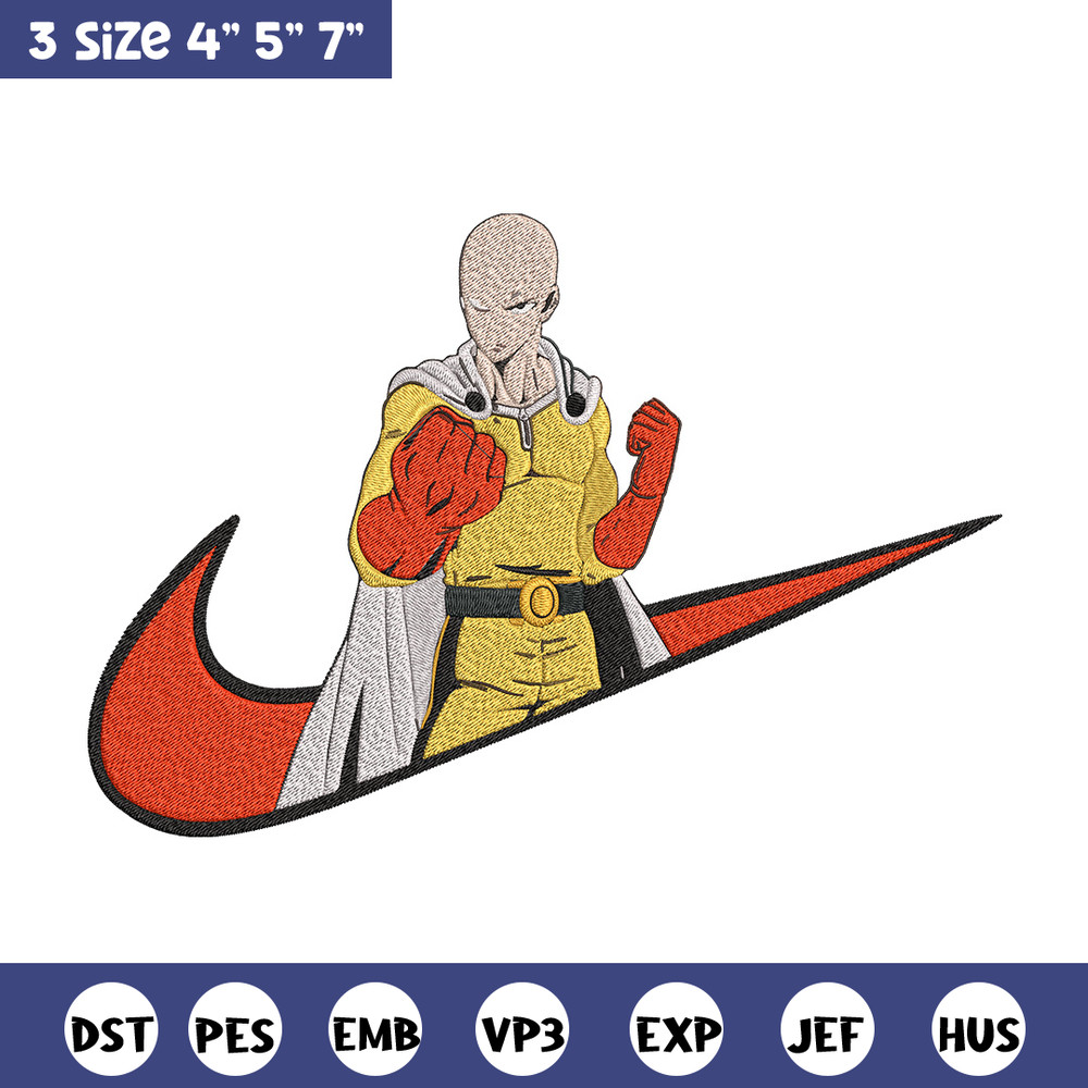 Saitama nike Embroidery Design, One punch man Embroidery, Embroidery File, Nike Embroidery, Anime shirt,Digital download.jpg