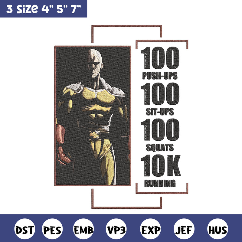 Saitama poster Embroidery Design, One punch man Embroidery,Embroidery File,Anime Embroidery,Anime shirt,Digital download.jpg