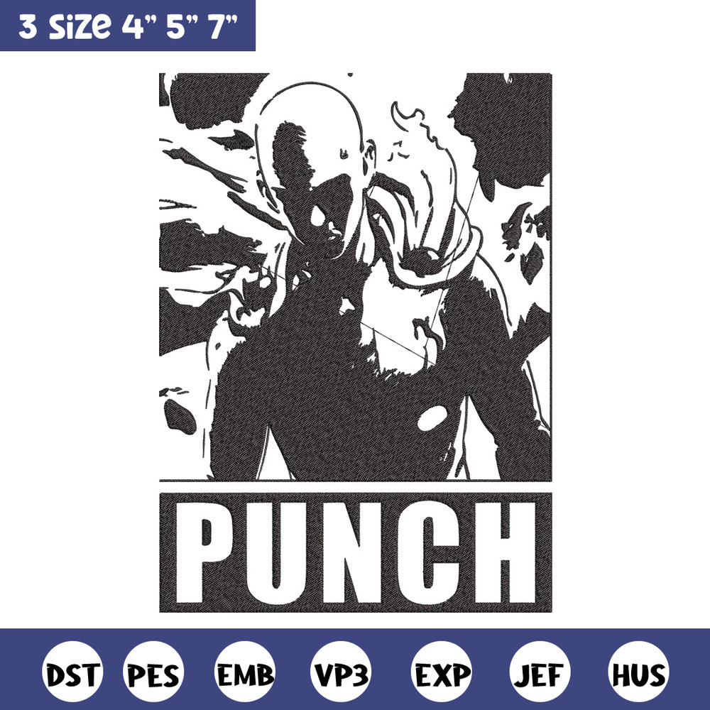 Saitama punch Embroidery Design, One punch man Embroidery, Embroidery File,Anime Embroidery,Anime shirt,Digital download.jpg