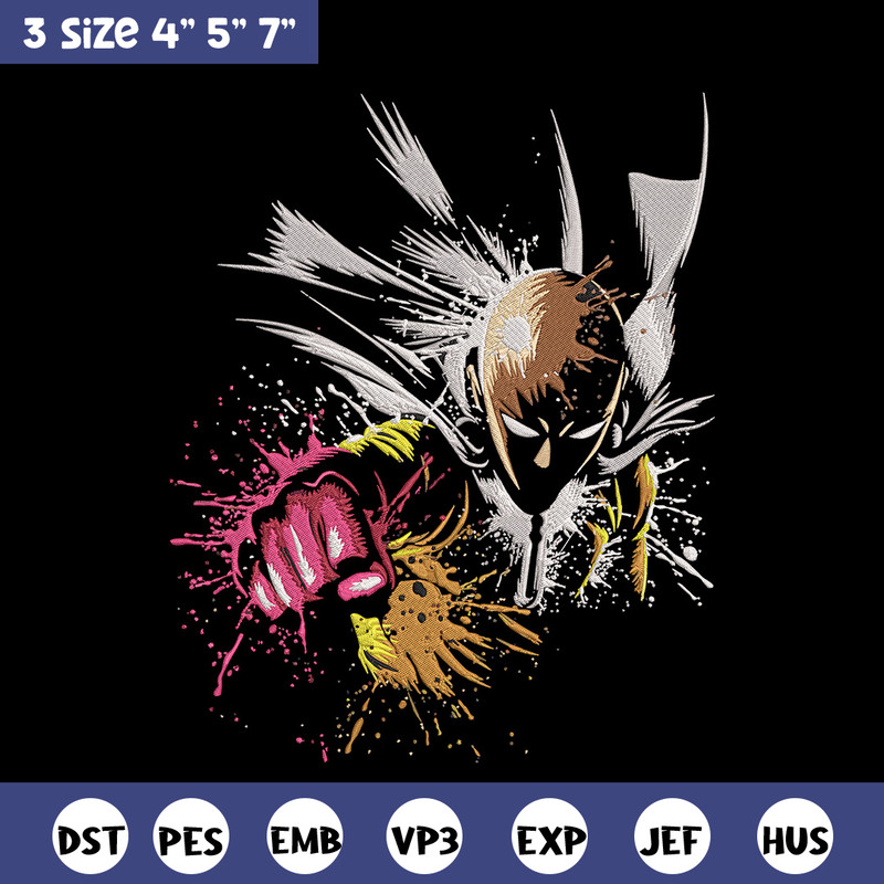 Saitama punch Embroidery Design, One punch man Embroidery,Embroidery File, Anime Embroidery,Anime shirt,Digital download.jpg