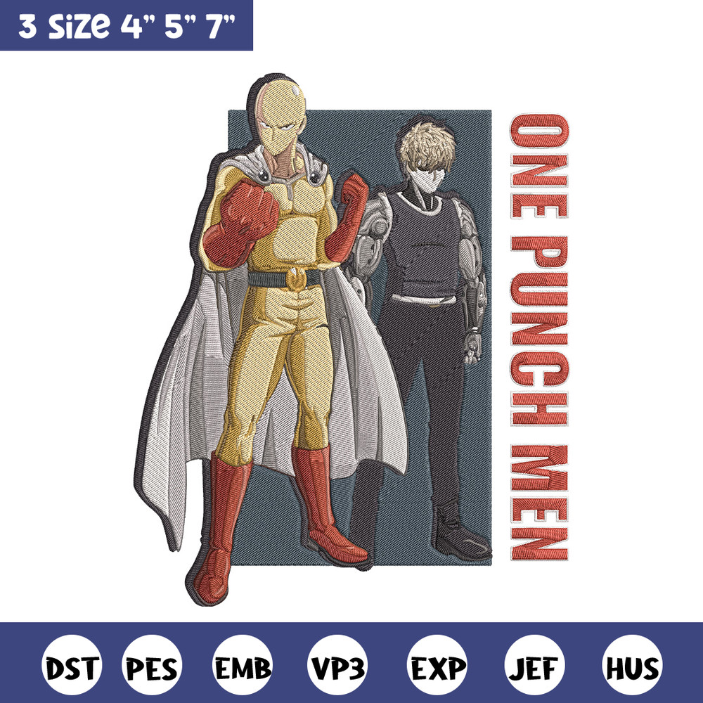 Saitama x genos Embroidery Design, One punch man Embroidery, Embroidery File, Anime Embroidery, Anime shirt.jpg